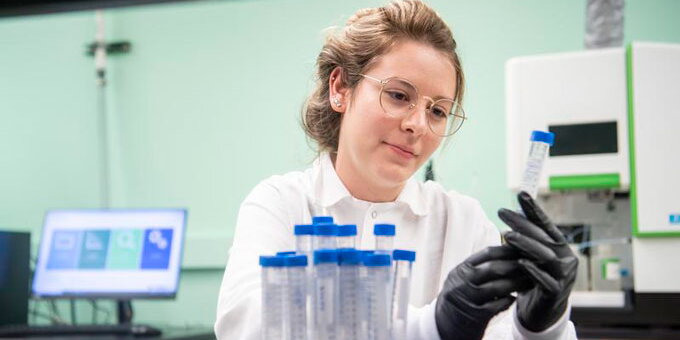 Student working in a lab