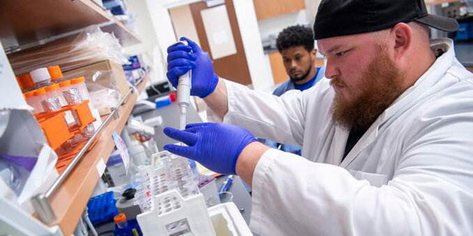 Student working in a lab
